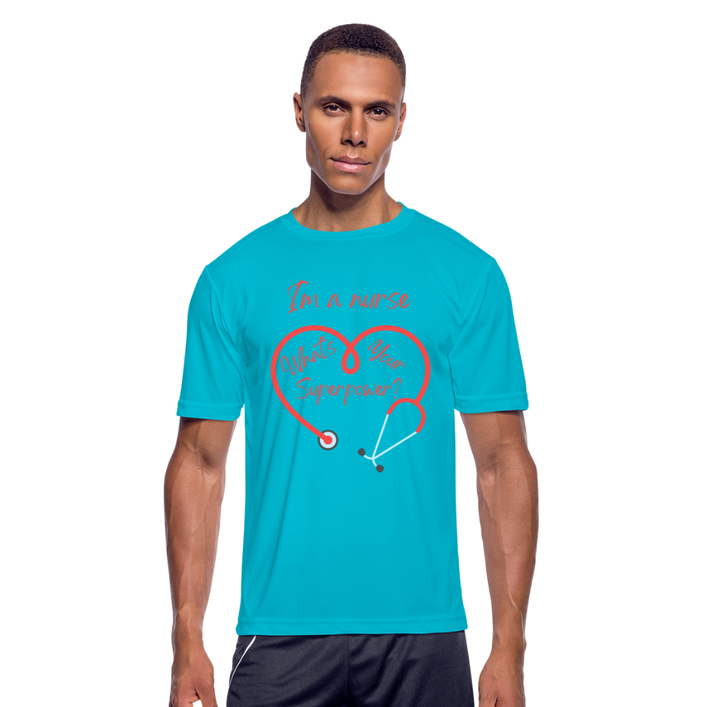 I'm a Nurse Men’s Moisture Wicking Performance T-Shirt - turquoise