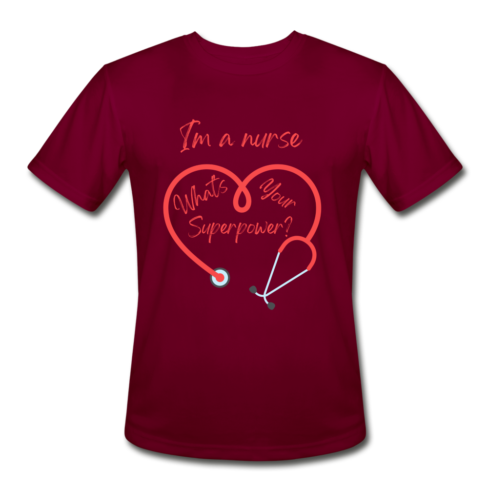 I'm a Nurse Men’s Moisture Wicking Performance T-Shirt - burgundy