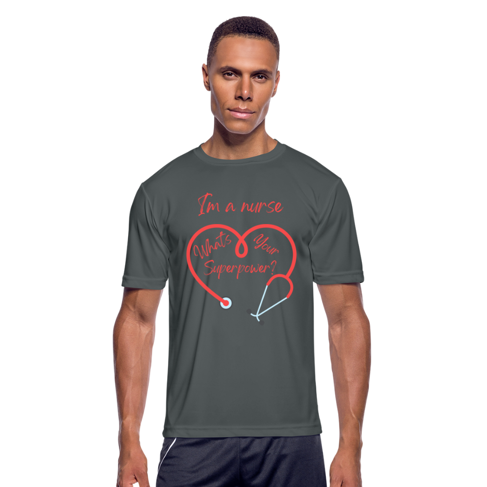 I'm a Nurse Men’s Moisture Wicking Performance T-Shirt - charcoal