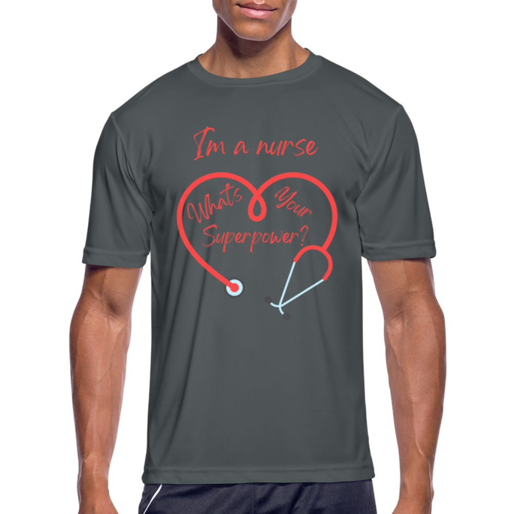 I'm a Nurse Men’s Moisture Wicking Performance T-Shirt - charcoal