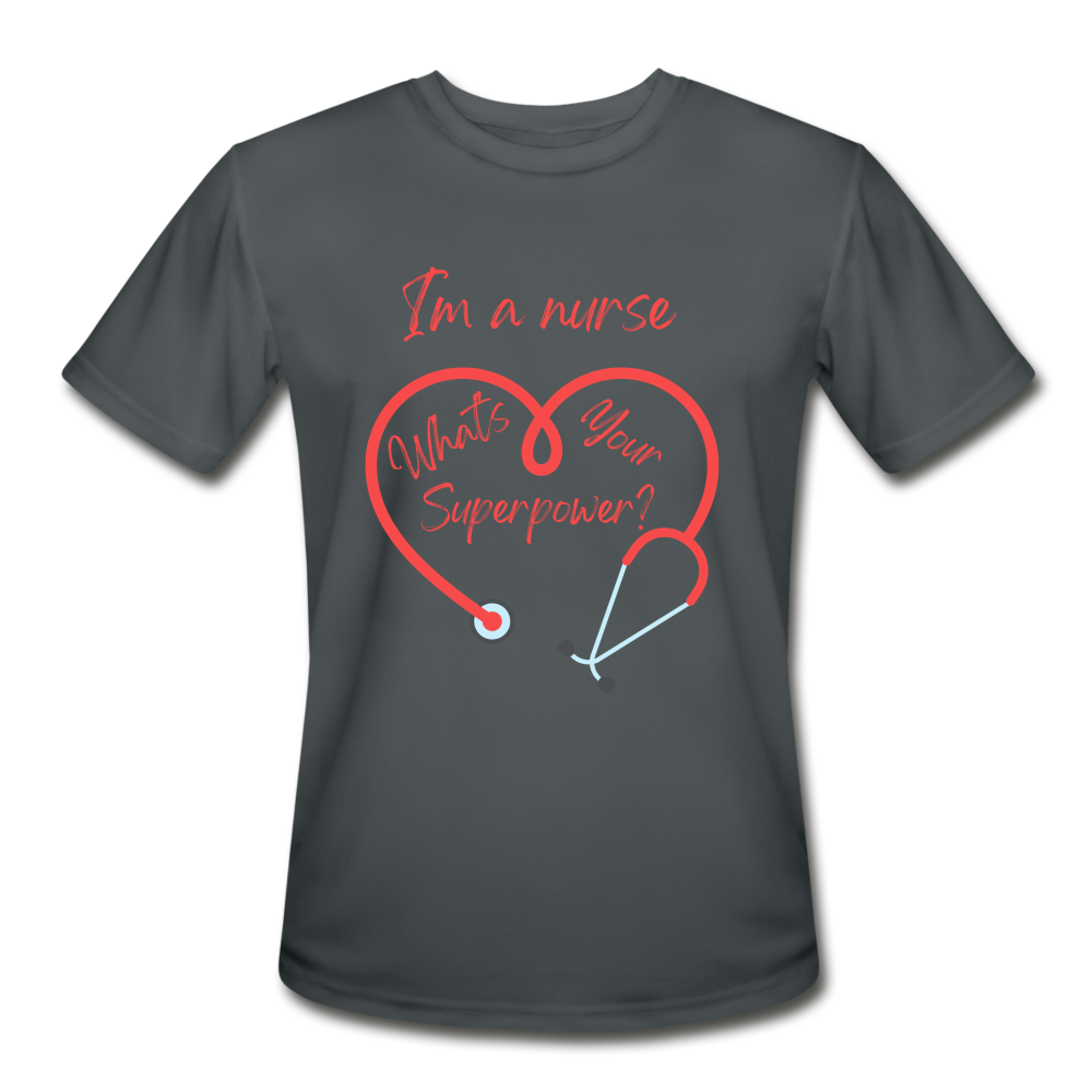 I'm a Nurse Men’s Moisture Wicking Performance T-Shirt - charcoal