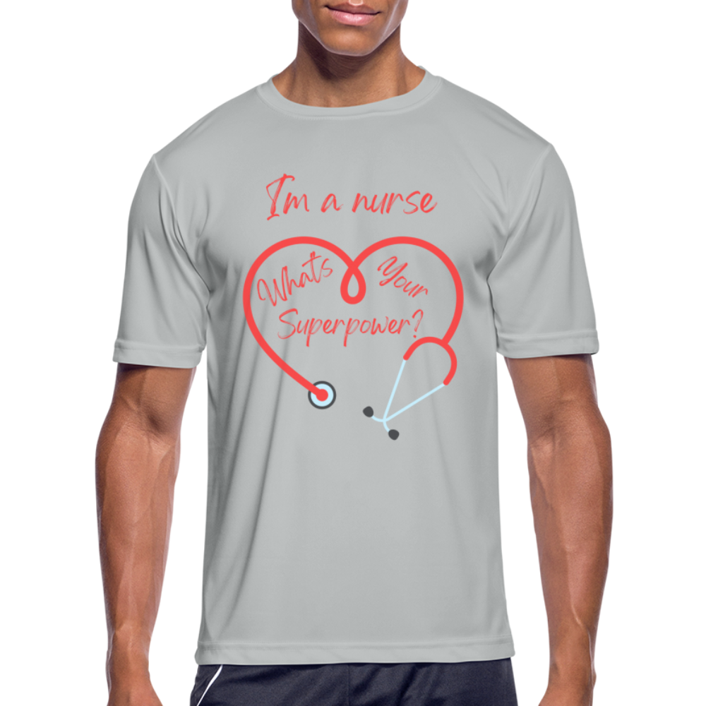 I'm a Nurse Men’s Moisture Wicking Performance T-Shirt - silver