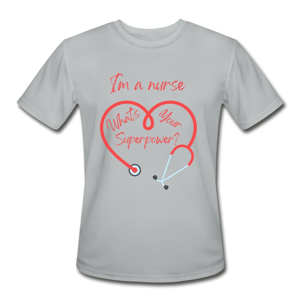 I'm a Nurse Men’s Moisture Wicking Performance T-Shirt - silver