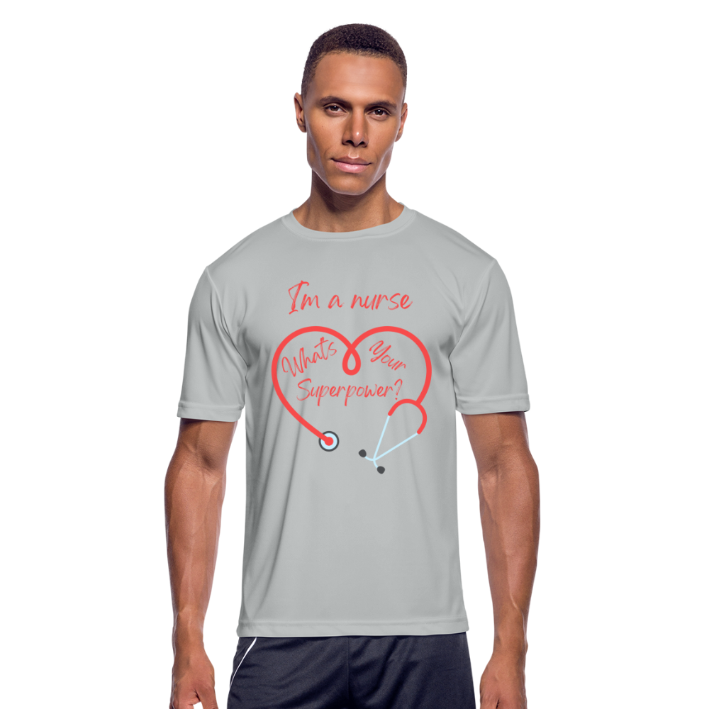 I'm a Nurse Men’s Moisture Wicking Performance T-Shirt - silver