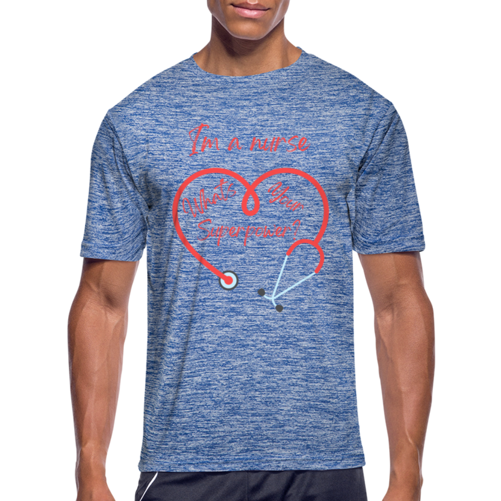 I'm a Nurse Men’s Moisture Wicking Performance T-Shirt - heather blue
