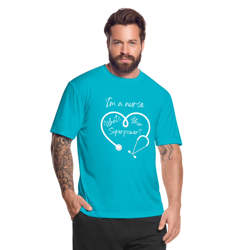 I'm a Nurse (white logo) Men’s Moisture Wicking Performance T-Shirt - turquoise