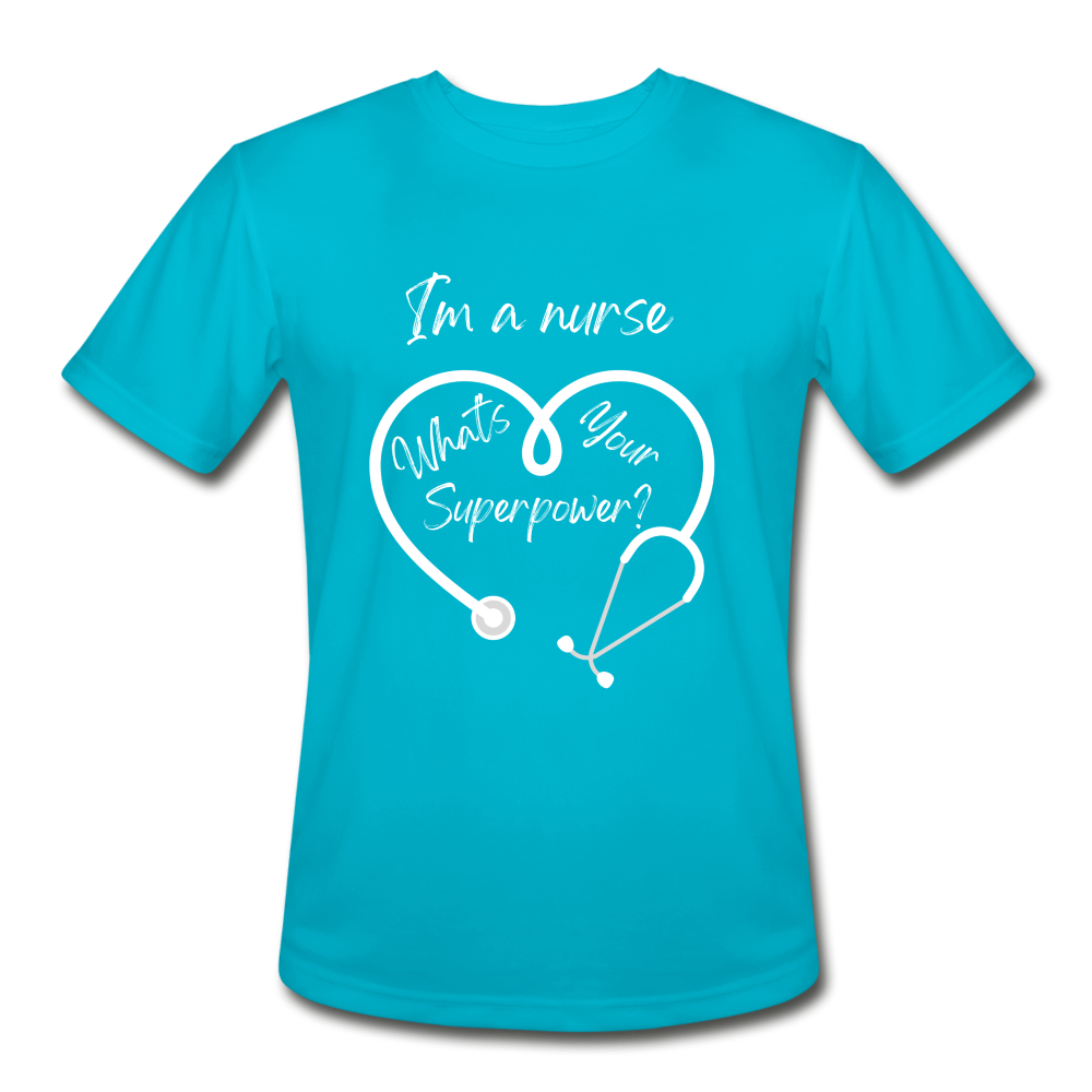 I'm a Nurse (white logo) Men’s Moisture Wicking Performance T-Shirt - turquoise