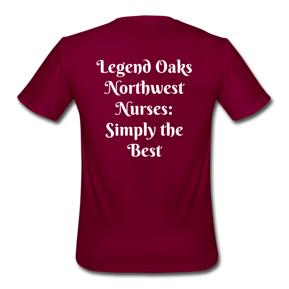 I'm a Nurse (white logo) Men’s Moisture Wicking Performance T-Shirt - burgundy
