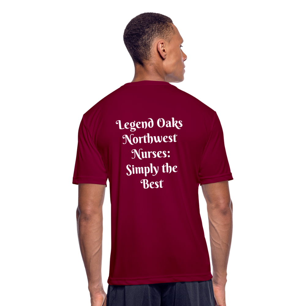 I'm a Nurse (white logo) Men’s Moisture Wicking Performance T-Shirt - burgundy