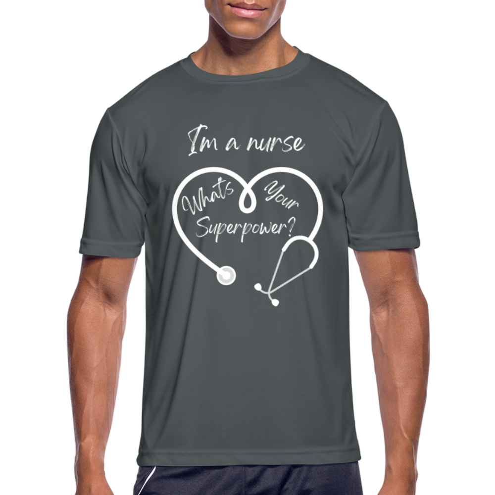 I'm a Nurse (white logo) Men’s Moisture Wicking Performance T-Shirt - charcoal