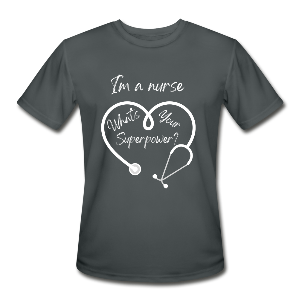 I'm a Nurse (white logo) Men’s Moisture Wicking Performance T-Shirt - charcoal