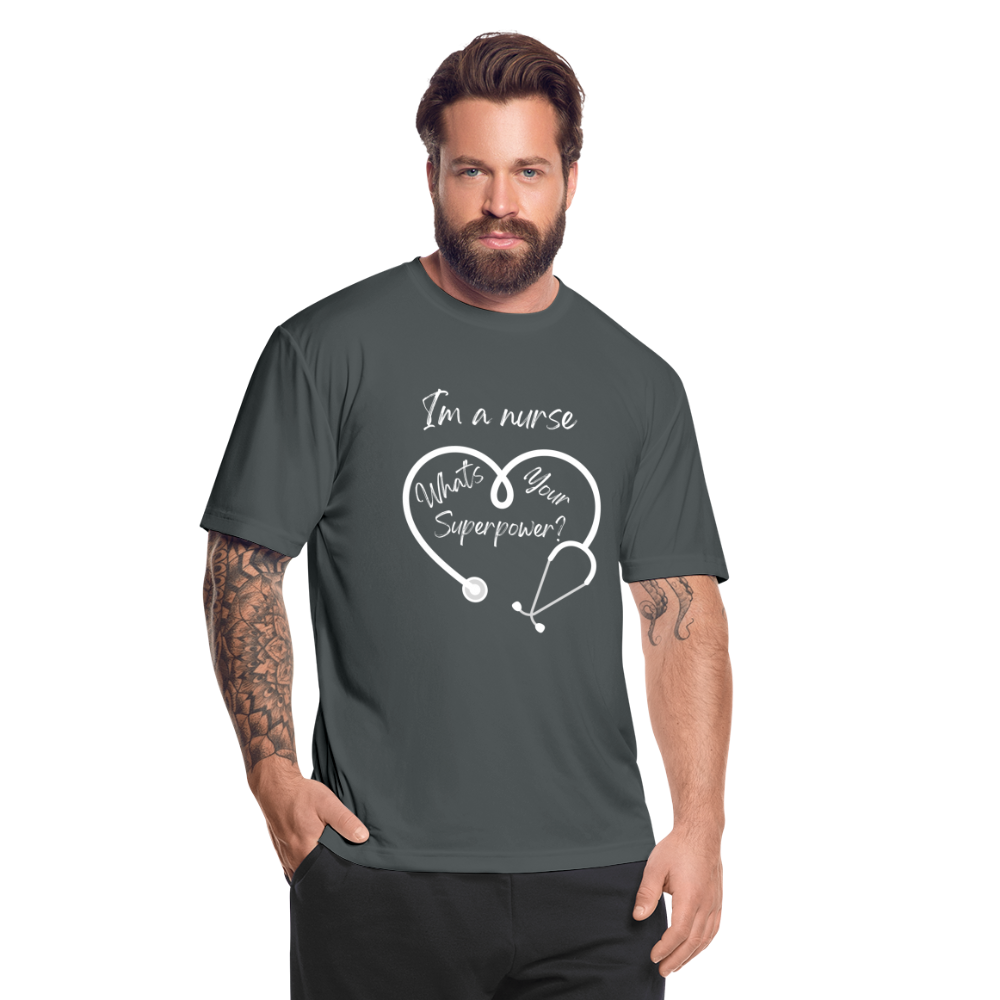 I'm a Nurse (white logo) Men’s Moisture Wicking Performance T-Shirt - charcoal