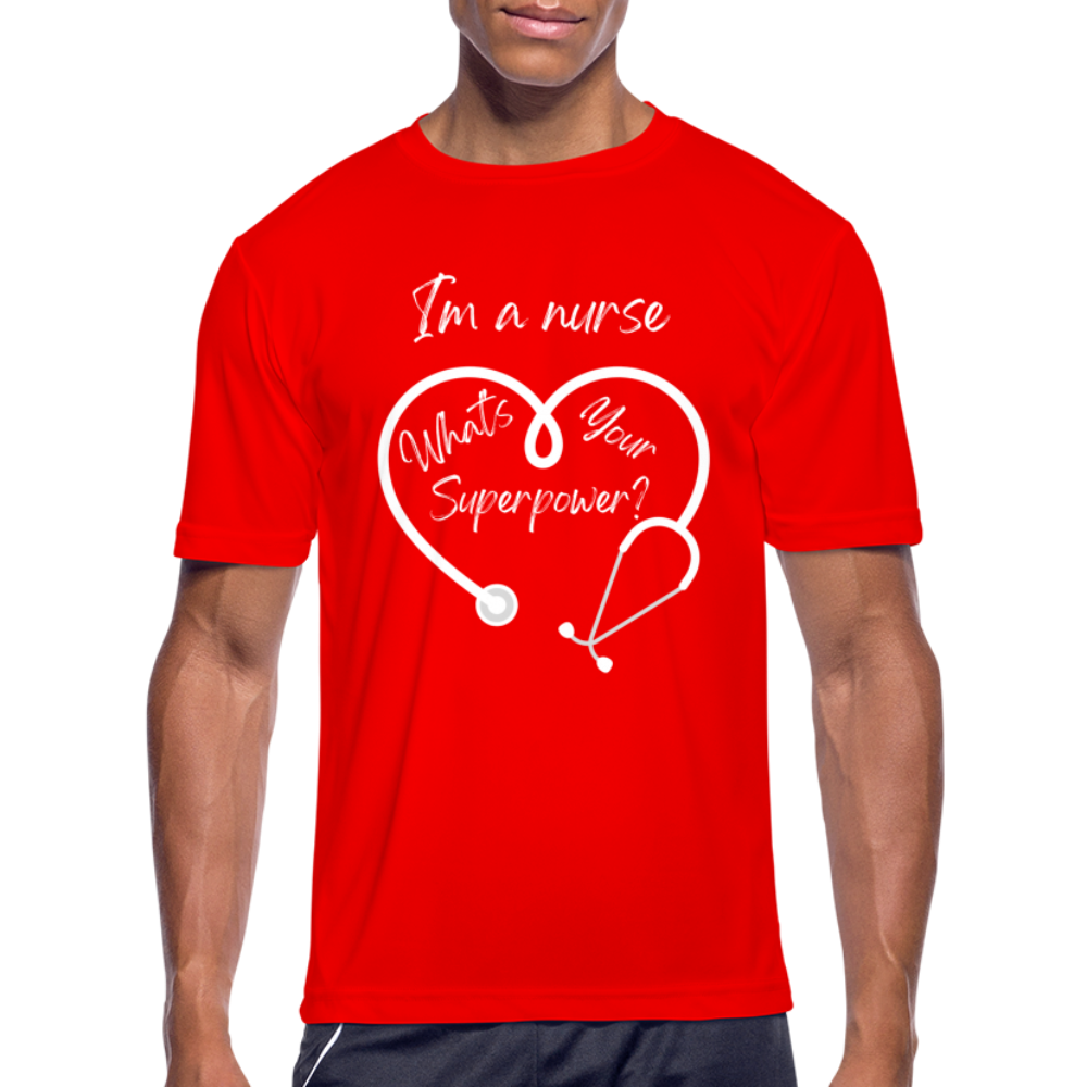 I'm a Nurse (white logo) Men’s Moisture Wicking Performance T-Shirt - red