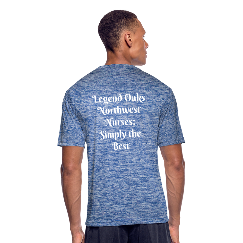 I'm a Nurse (white logo) Men’s Moisture Wicking Performance T-Shirt - heather blue