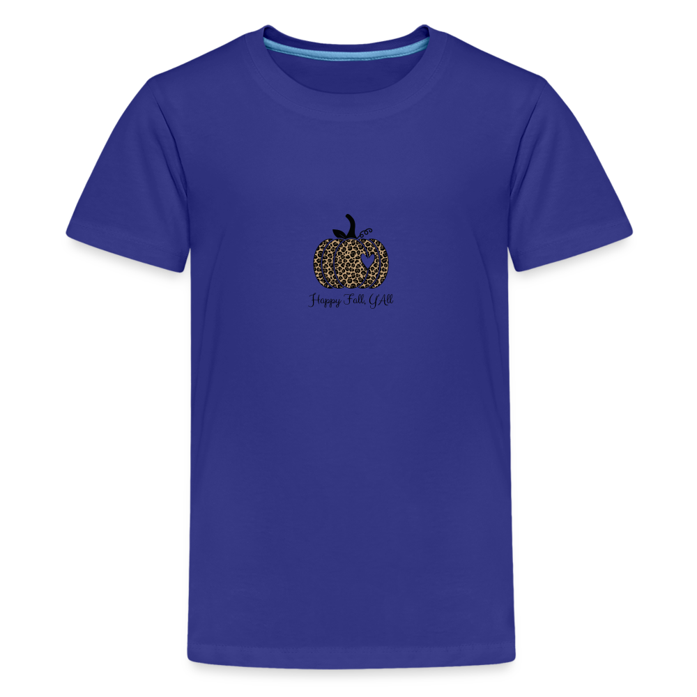 Halloween/Fall Happy Fall Ya'll Kids Unisex Jersey T-Shirt by Bella + Canvas - royal blue