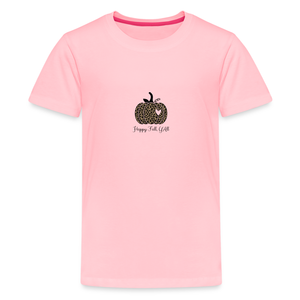 Halloween/Fall Happy Fall Ya'll Kids Unisex Jersey T-Shirt by Bella + Canvas - pink